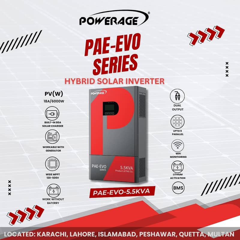 POWERAGE SINGLE PHASE HYBRID SOLAR INVERTER'S (1.2KW)(4KW)(5.5KW)(6KW) 3