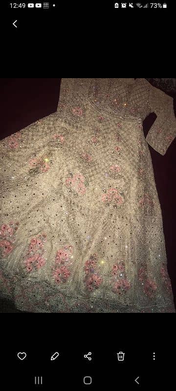 Embroided gold and pink full length maxi with mirror work for sale 1