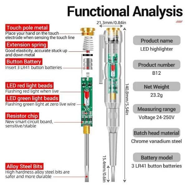 2 Pcs ABS Plastic Voltage Taster - Easy to Use Electrical Testing Tool 1