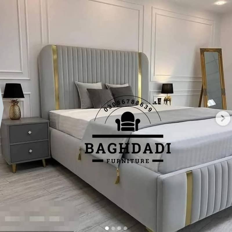 bed / double bed / king size bed / poshish bed / bed set / side table 1