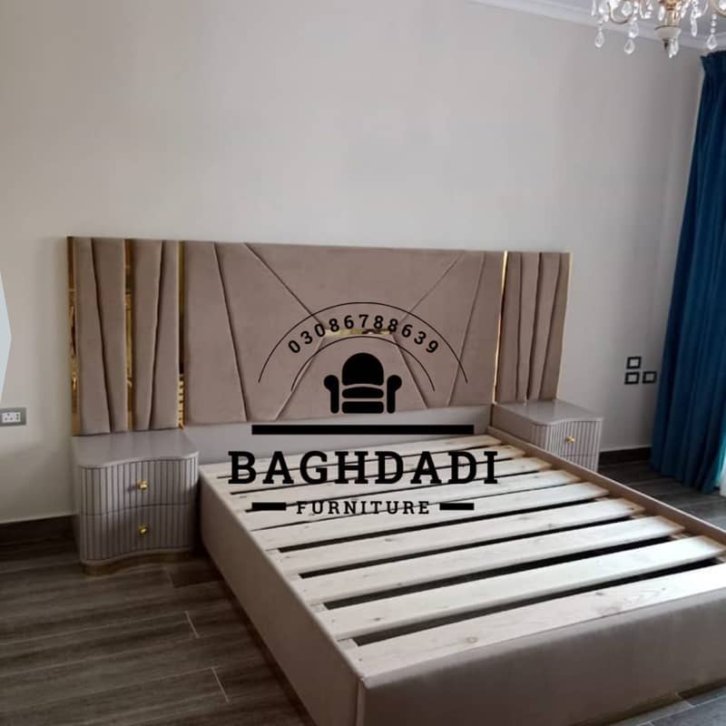 bed / double bed / king size bed / poshish bed / bed set / side table 2