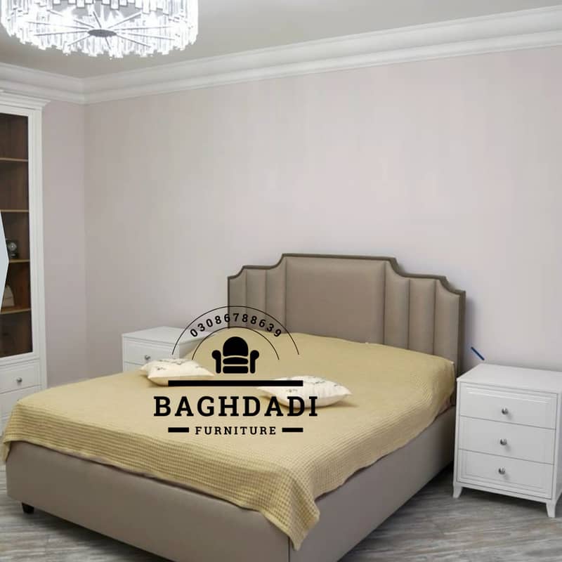 bed / double bed / king size bed / poshish bed / bed set / side table 6