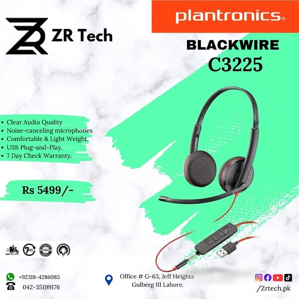 Plantronics Blackwire C3220 USB Noise Cancellation Headphones 1