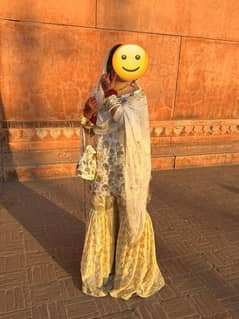 Off White & Golden Nikkah Bridal Gharara | urgent for sale