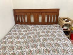 walnut wood bed queen size with mattress