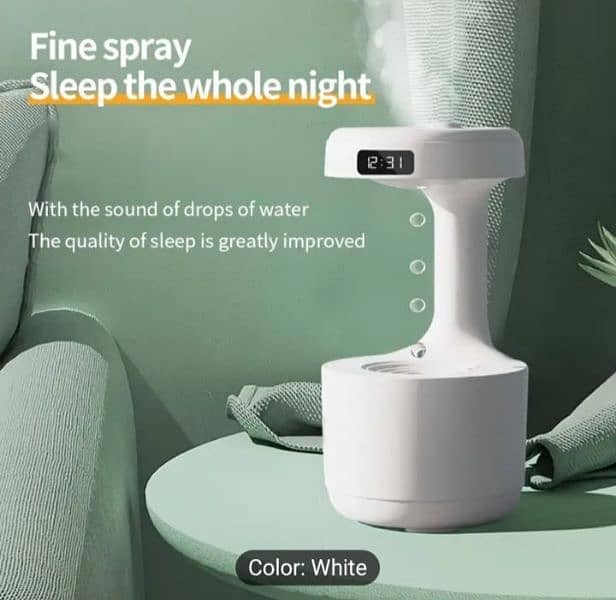 Anti-Gravity Humidifier with Clock and Night Light - USB Powered, 1