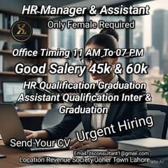 HR Manager Assistant Only Female Required