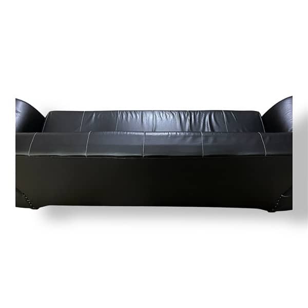 black faux leather futon sofa bed. 1