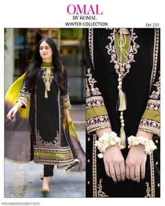 3Pcs Women's Stitched Crinkle Chiffon Embroidered Suit