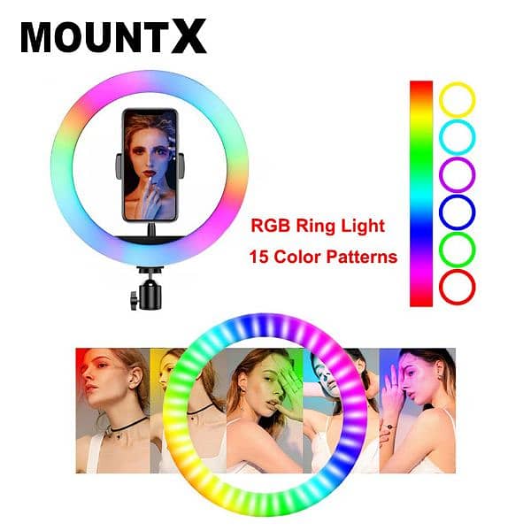 RGB LED Soft RinglIght 16 Spectrum 10 Inch \ 26 cm With 7.5ft Metal 2