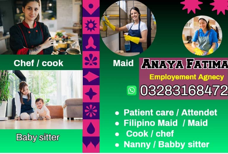 Maids / House Maids / Chef / House Cook / Baby Sitter maid available 0