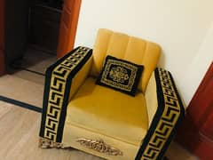 three set sofa golden and black colour new design