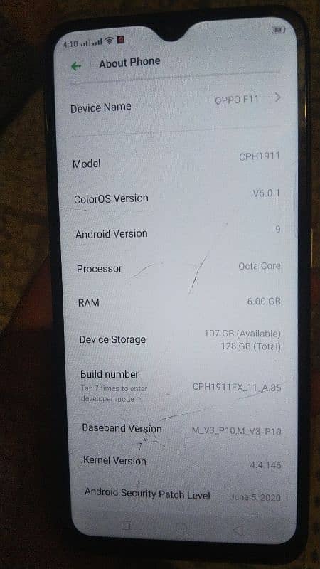 Oppo F 11 for sale 6gb 128 gb 4