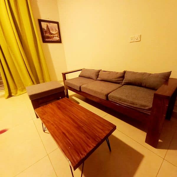 Dining table with mirror / 3 seater sofa with center table  / bed set 6