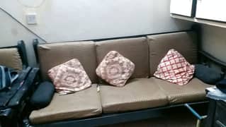 5 seater pure wooden sofa with molty  foam cusihions and 2 cover set