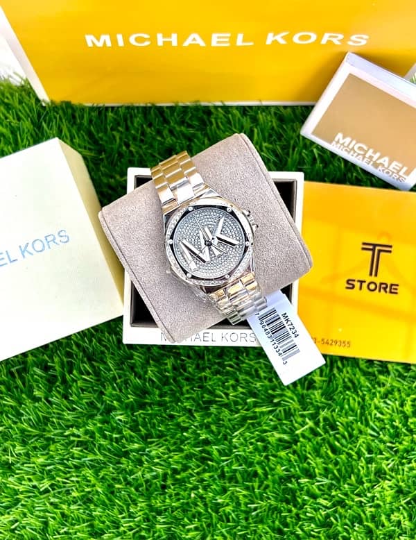 Original Michael Kors Lennox Silver Stones Women’s Watch Complete Box 0