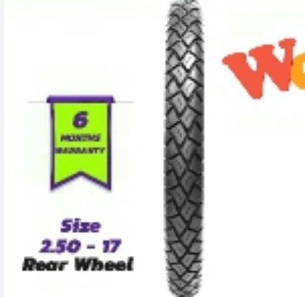 70 cc back tyre brand new 6 month warranty 6pr 3