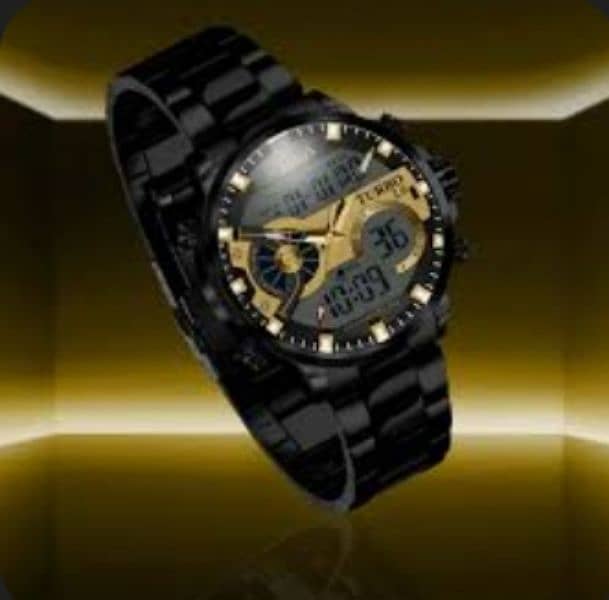 CHAIN AND LEATHER STEP BLACK WATCH 1