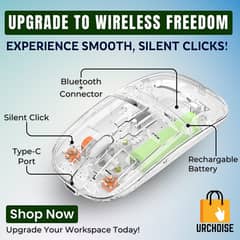 Wireless Transparent Rechargable Bluetooth Mouse | FREE Delivery