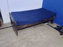 Vintage old strong pure wooden bed