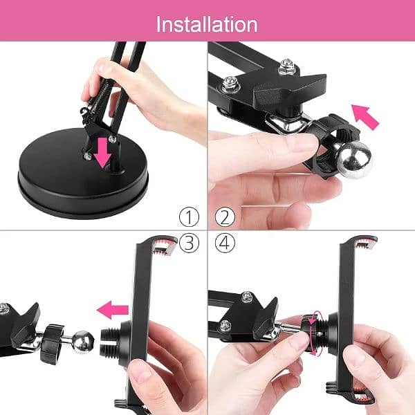 Adjustable double braced arms spring Mobile & Tablet Holder With base 6