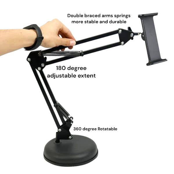 Adjustable double braced arms spring Mobile & Tablet Holder With base 7