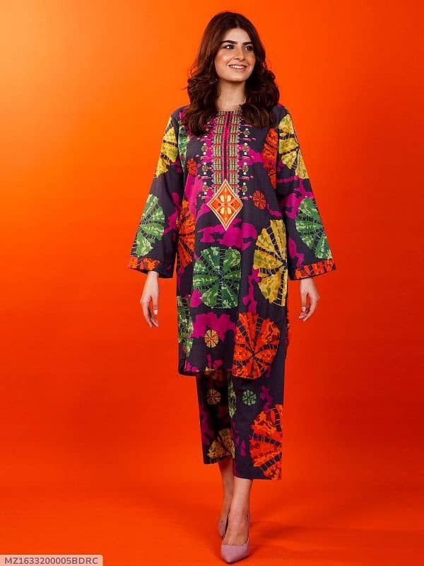 3 Pcs suit / Women's Unstitched suit / 3 Pcs Unstitched Printed Suit 1