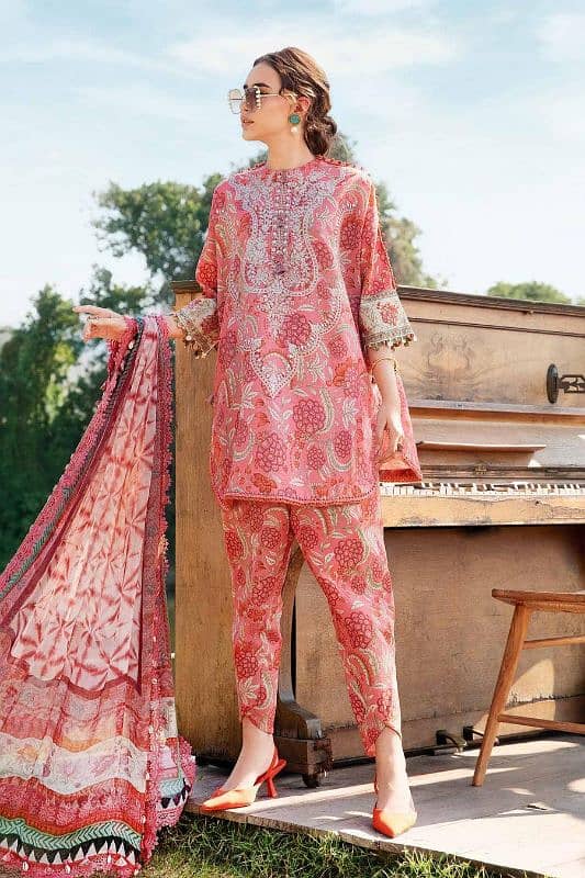 3 Pcs suit / Women's Unstitched suit / 3 Pcs Unstitched Printed Suit 5