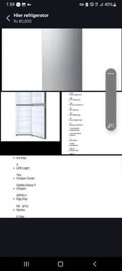 Hier  Refrigerator. .  Model. HRF 306 EBS