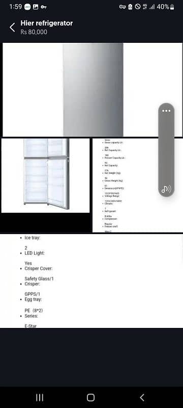 Hier  Refrigerator. .  Model. HRF 306 EBS 0