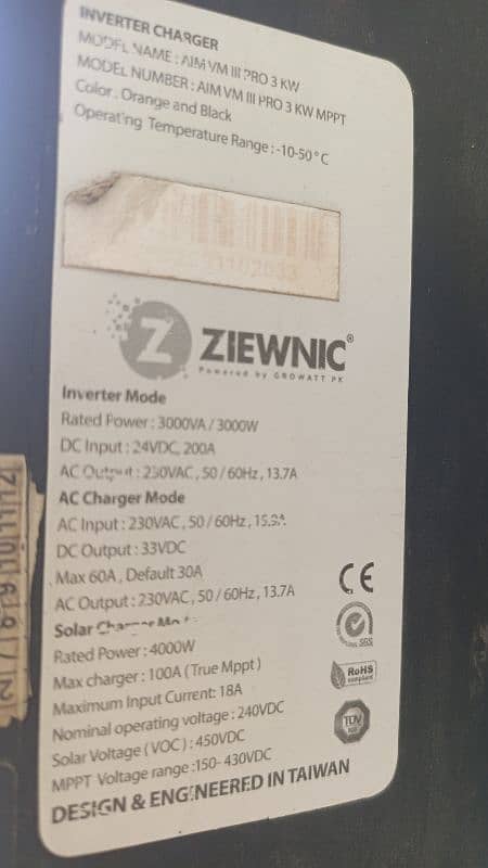 Ziewnic Inverter 3Kw like new 1