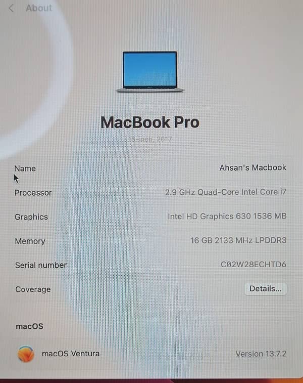 macbook pro 15 inch 16 gb 512 ssd 2.9 Ghz Quad core i7 2