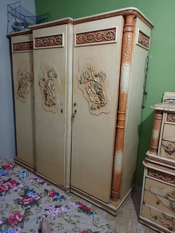 King Size Bed with three door cupboard and side tables 2