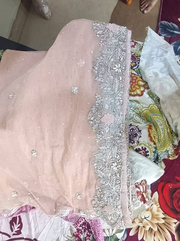 tea pink color maxi fabric Net by makka bridal Tariq road 3