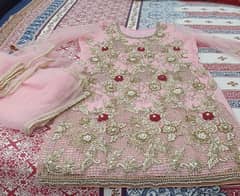 Light pink full embroided shirt with dupata