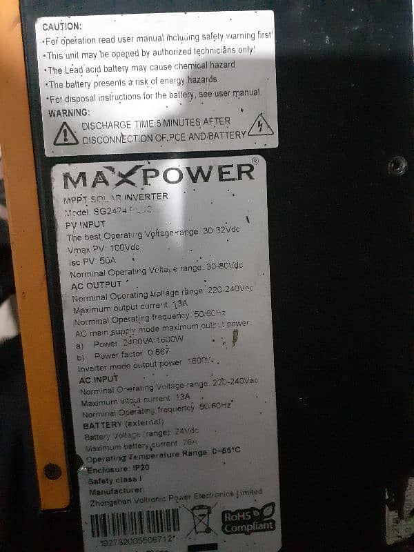 Max Power solar inverter 1600w 24v 1