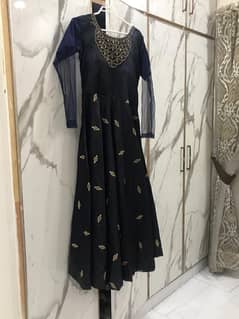 Long Navy blue Silk Maxi