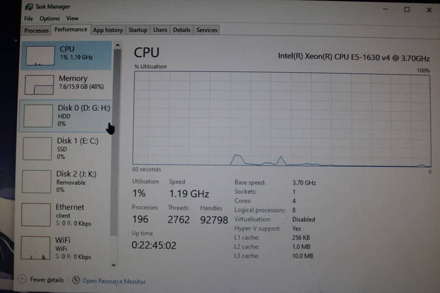 Intel(R) Xeon(R) CPU E5-1630 v4 @ 3.70GHz (Z440 HP Workstation) 5