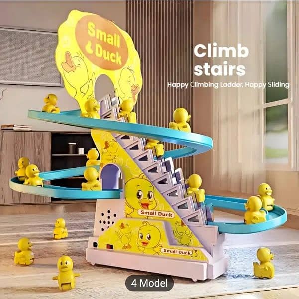 Small  12 Duck Climbing Stairs Electric Light music Toy 1