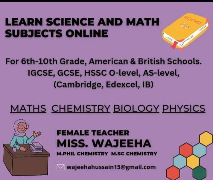 Online Tutor / Teacher Science Chemistry Maths Biology 0