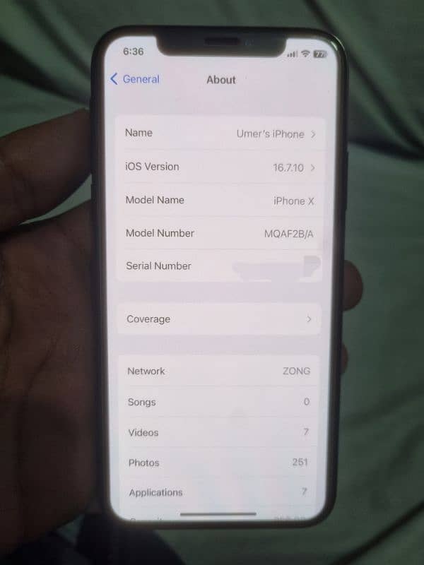 Iphone X Storage=256gb Pta Approved All things original and working 14