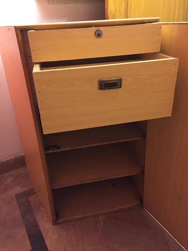 medium sized wooden cupboard with drawers and locker | condition 10/10 2