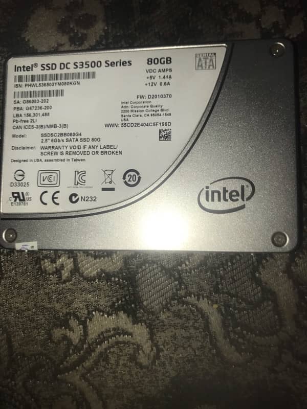 80GB SSD INTEL 1