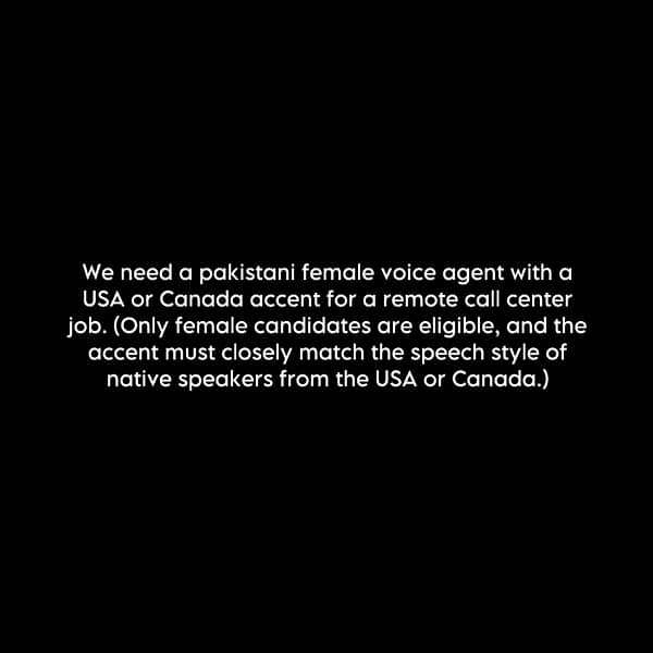 Female voice agent US/Canada Accent for call center job 0