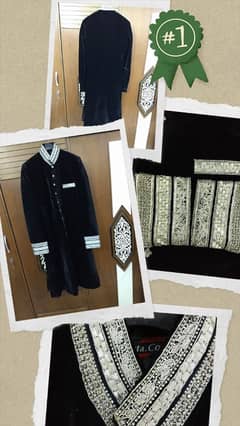 Black Velvet Sherwani & 3 PC's Suit