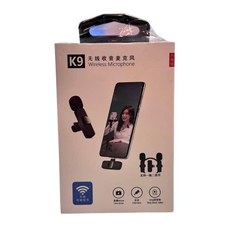 K9 Dual Wireless Lavalier Microphone. Designed for both USB Type-C and 2