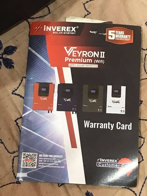 Inverex solar inverter VeyronII 2.5Kw (2500-24) 5 Years Warranty card 10