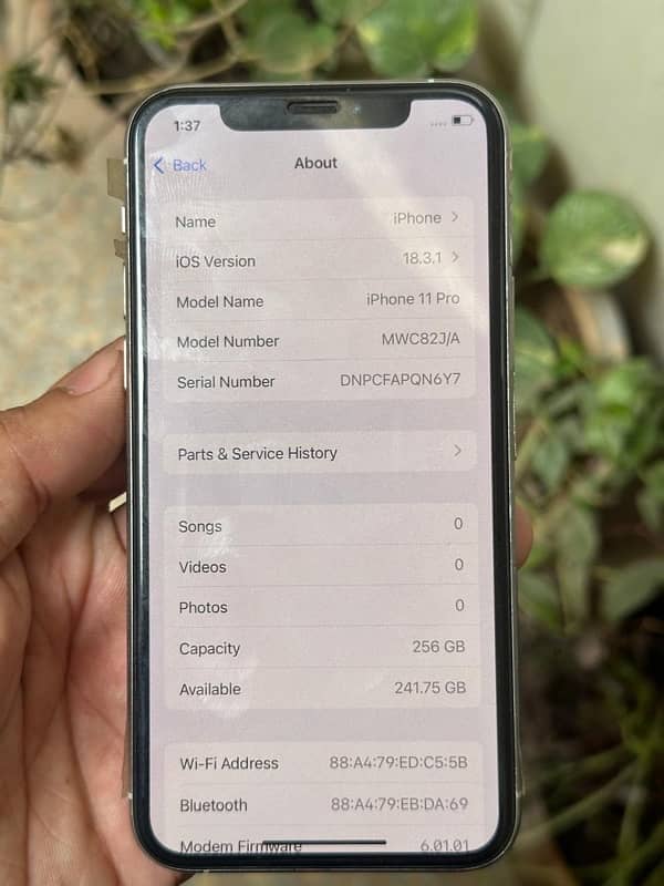 Iphone 11 pro Pta approved physical sim just 256gb with box 1