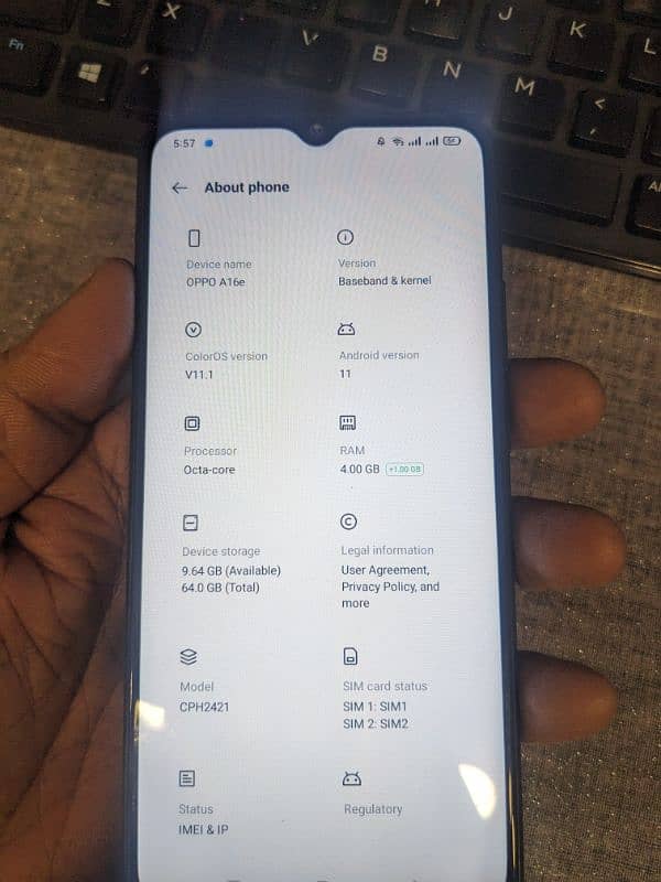 oppo A16e, condition 10/9 pta approved dual sim 1