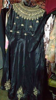 Black kathan silk embroidered frock